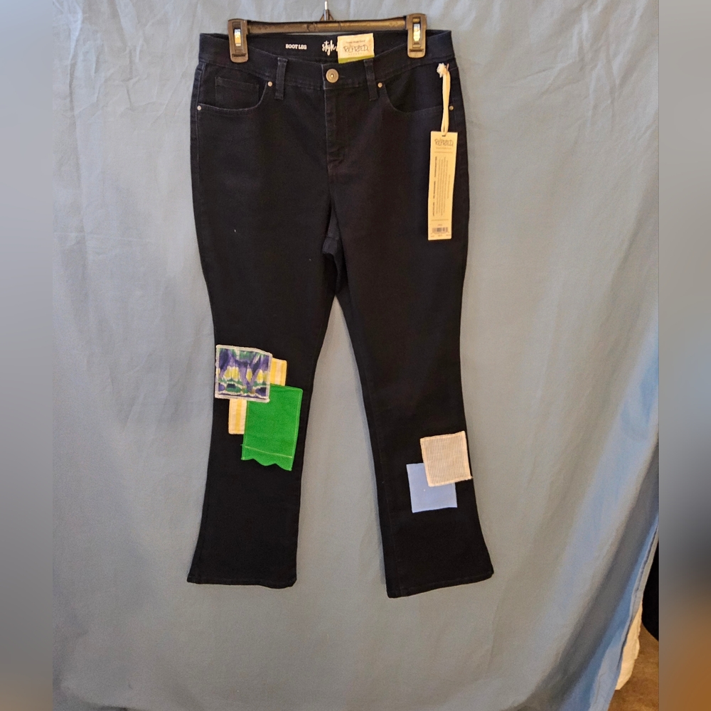 Refried Black   Multi Patch Boot Leg Jean